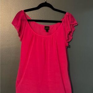 Worthington Bright Pink Ruffle Sleeve Blouse